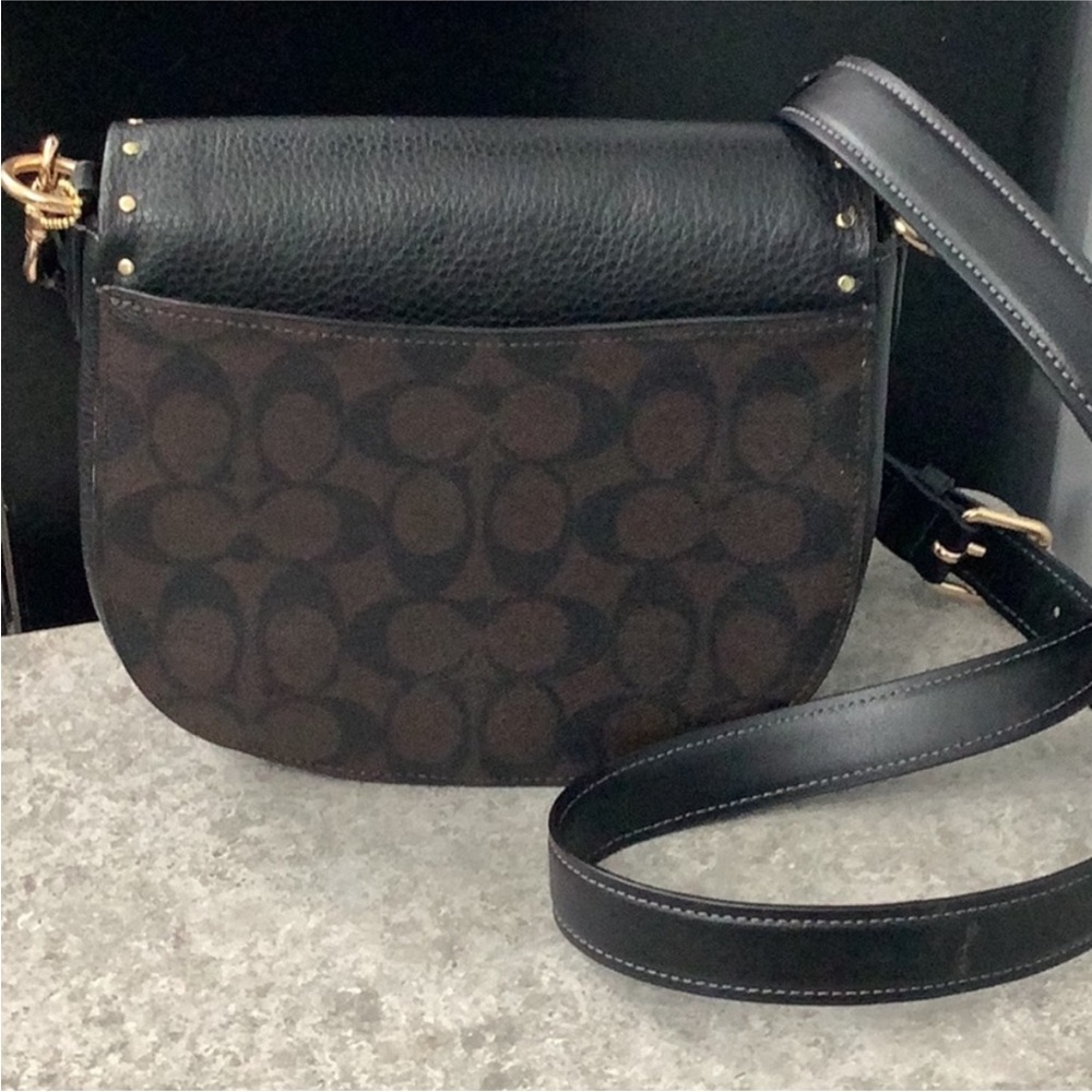 Coach CE567 Morgan Saddle Bag In Colorblock Brown & Black Gold Rivets - NWOT - Picture 6 of 14